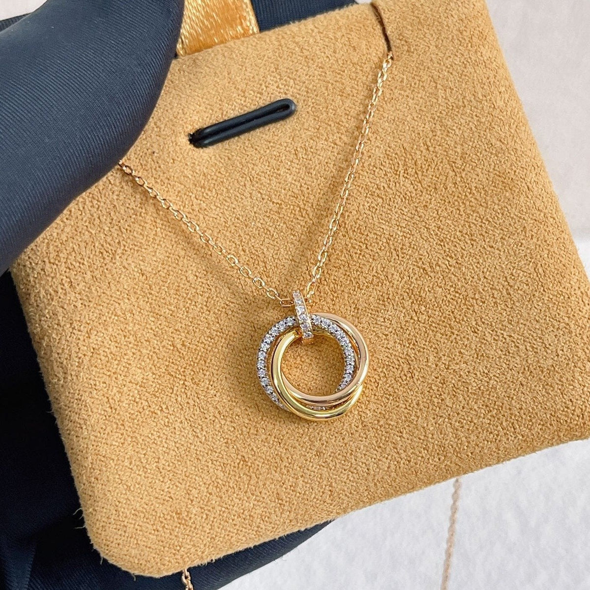 Miro TRINITY NECKLACE SILVER GOLD PINK GOLD DIAMONDS