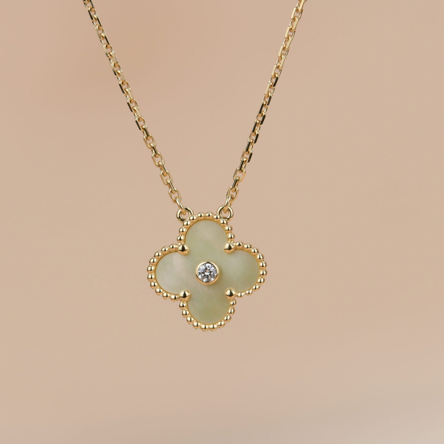 Miro CLOVER 15MM DIAMOND GOLD MOTHER OF PEARL NECKLACE