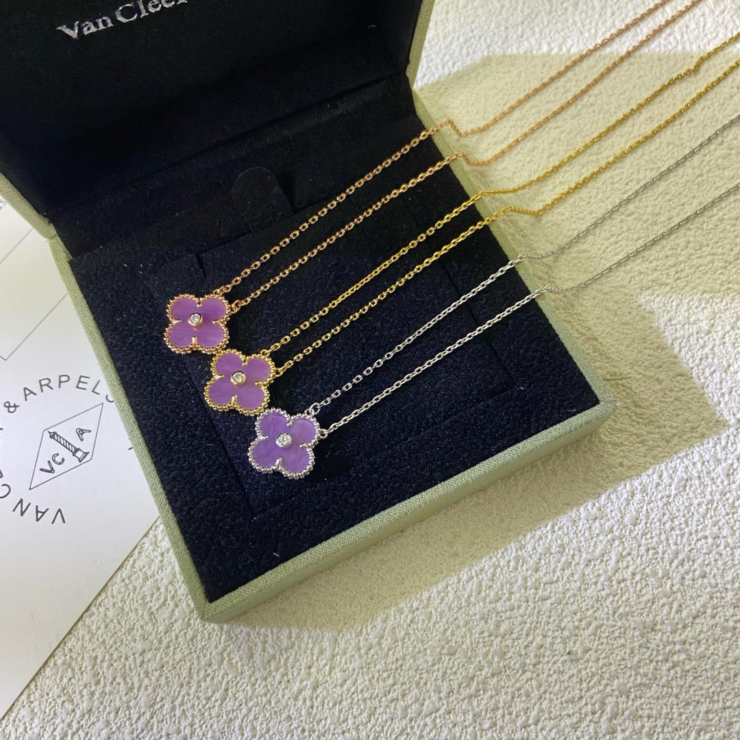 Miro CLOVER 15MM DIAMOND PURPLE VIOLET NECKLACE