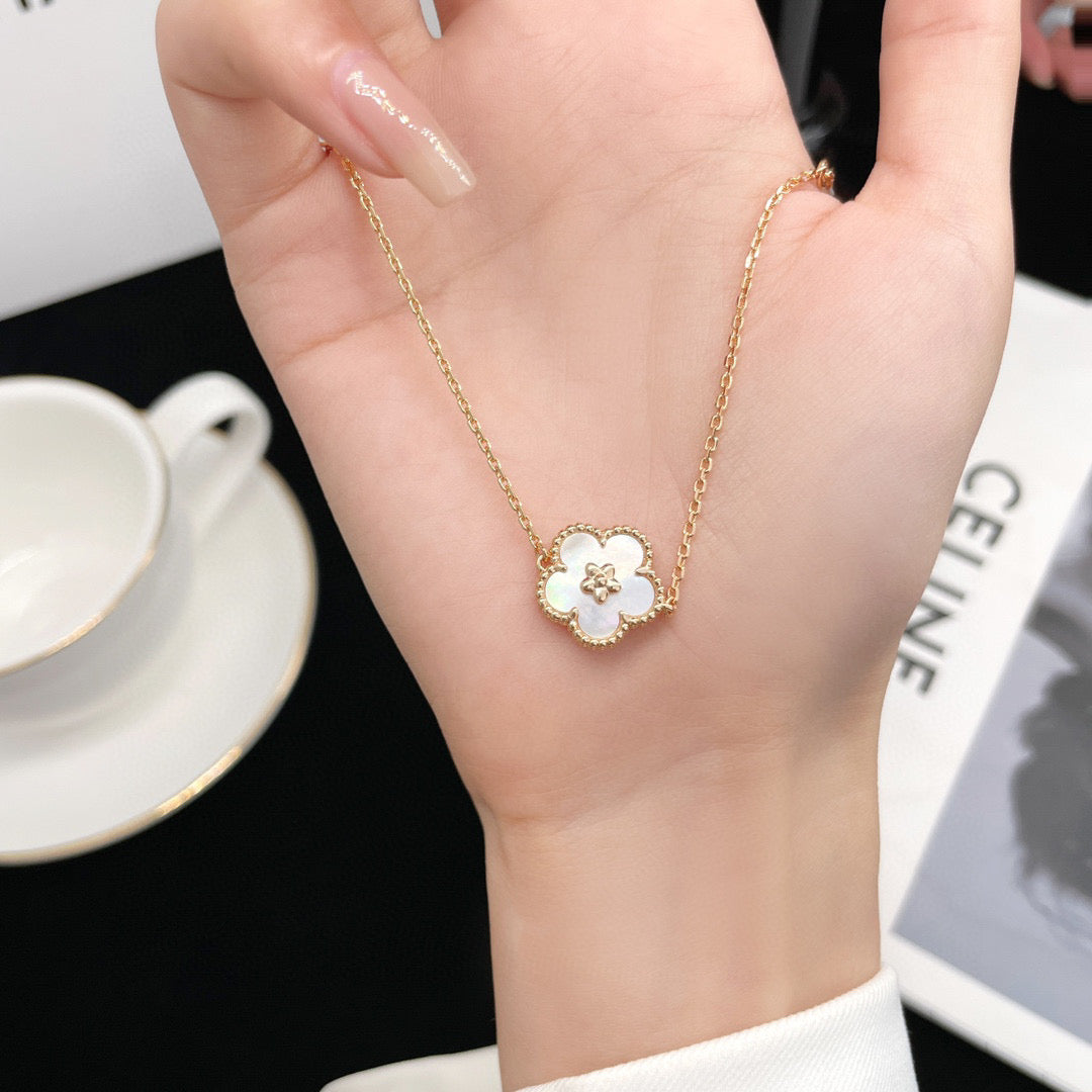 Miro LUCKY WHITE MOP PLUM BLOSSOM NECKLACE