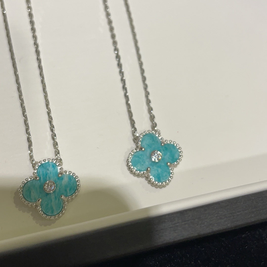 Miro CLOVER 15MM DIAMOND SVRES PORCELAIN NECKLACE SILVER