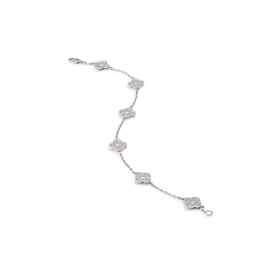 Miro CLOVER 6 MOTIF SILVER DIAMOND BRACELET