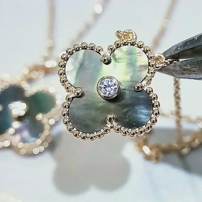 Miro CLOVER 15MM DIAMOND AND MOTHER-OF-GREY NECKLACE