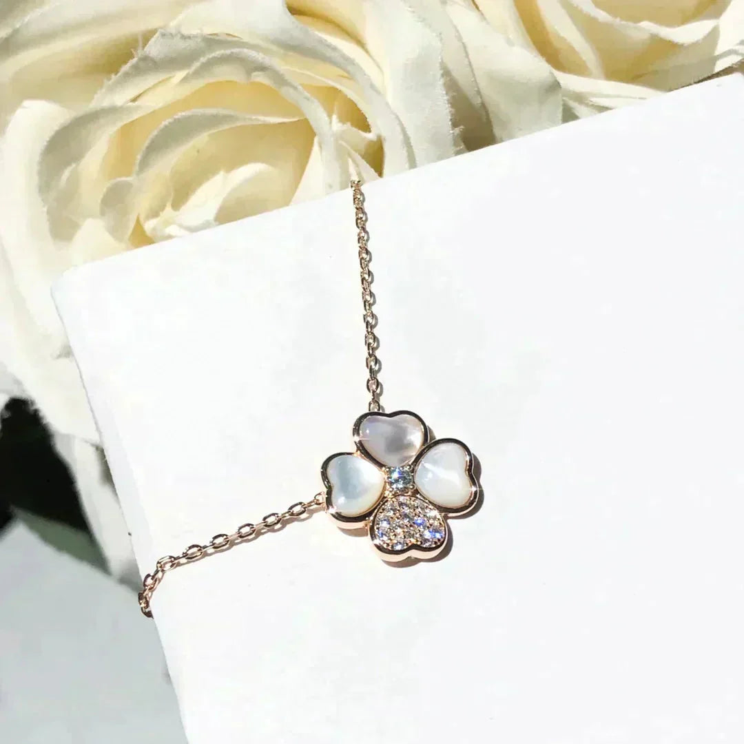 Miro CLOVER MOP DIAMOND ROSE GOLD NECKLACE