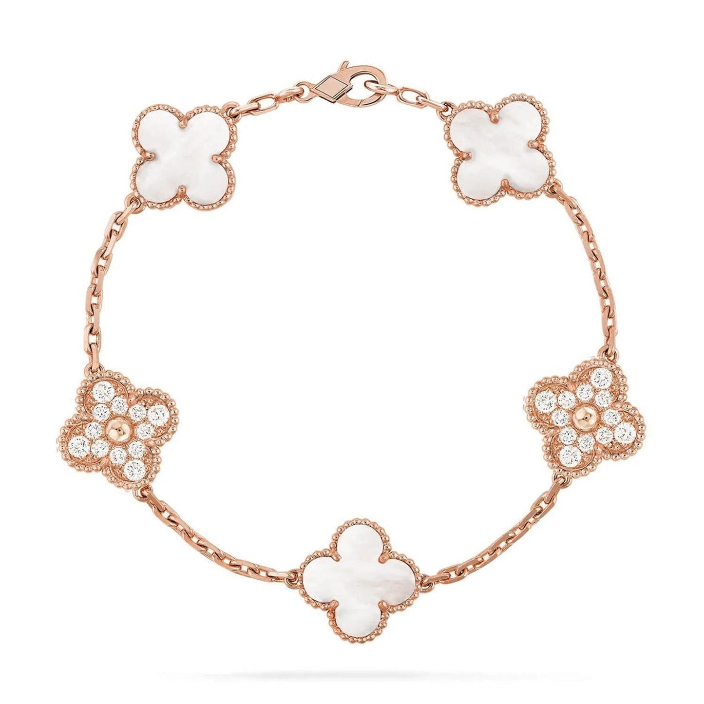 [Miro ]New CLOVER WHITE PEARL MOP 5 MOTIF BRACELET COLLECTION