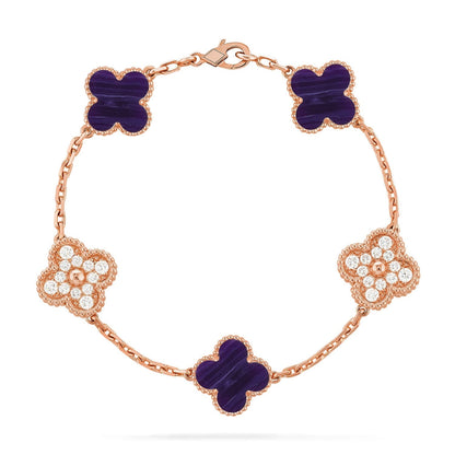 [Miro ]New CLOVER 5 MOTIF PURPLE STRIPES BRACELET COLLECTION