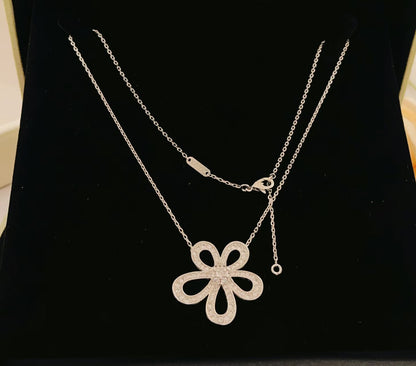 Miro Big  FLOWER Silver DIAMOND NECKLACE
