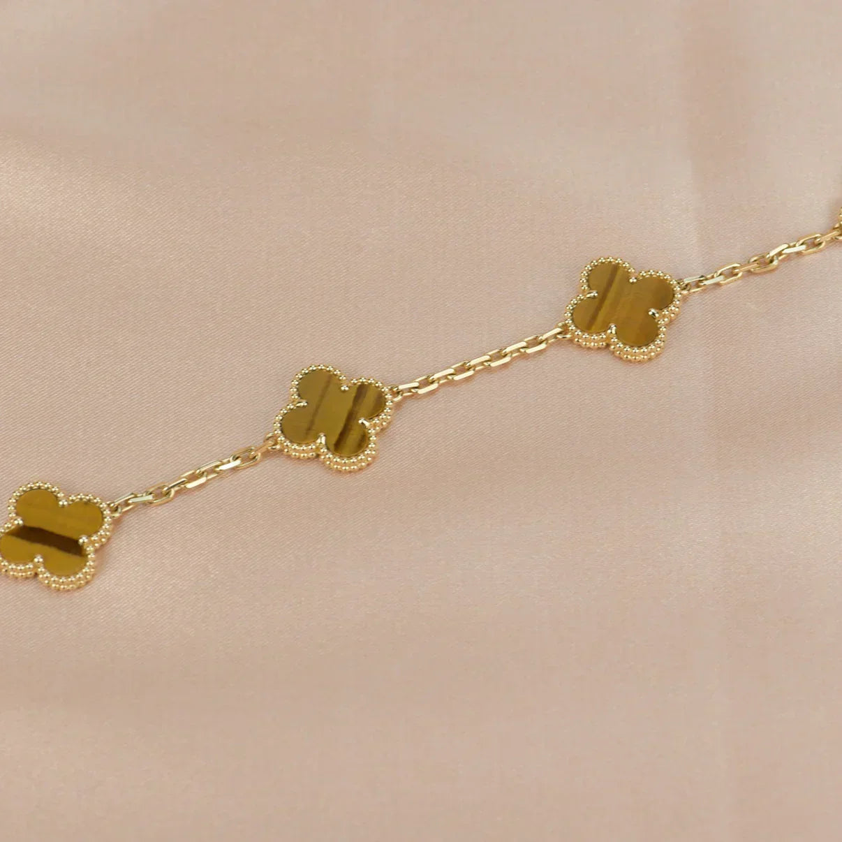 [Miro ]New  CLOVER 5 MOTIFS TIGER EYE BRACELET COLLECTION