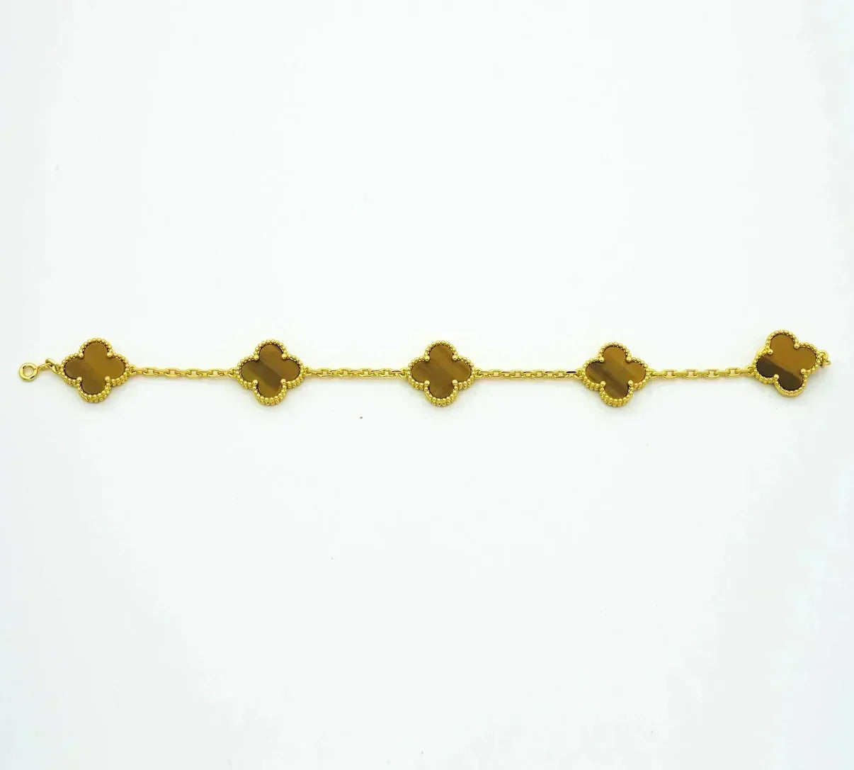 [Miro ]New  CLOVER 5 MOTIFS TIGER EYE BRACELET COLLECTION