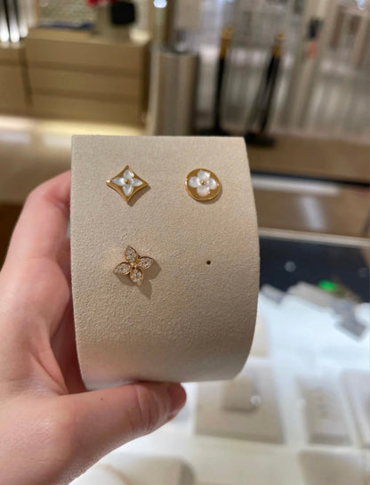 Miro STAR BLOSSOM STUD EARRINGS PINK GOLD DIAMONDS