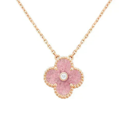 Miro CLOVER 15MM DIAMOND RHODONITE NECKLACE