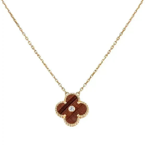 Miro CLOVER 15MM DIAMOND AND YELLOW TIGER'S EYE AGATE necklace
