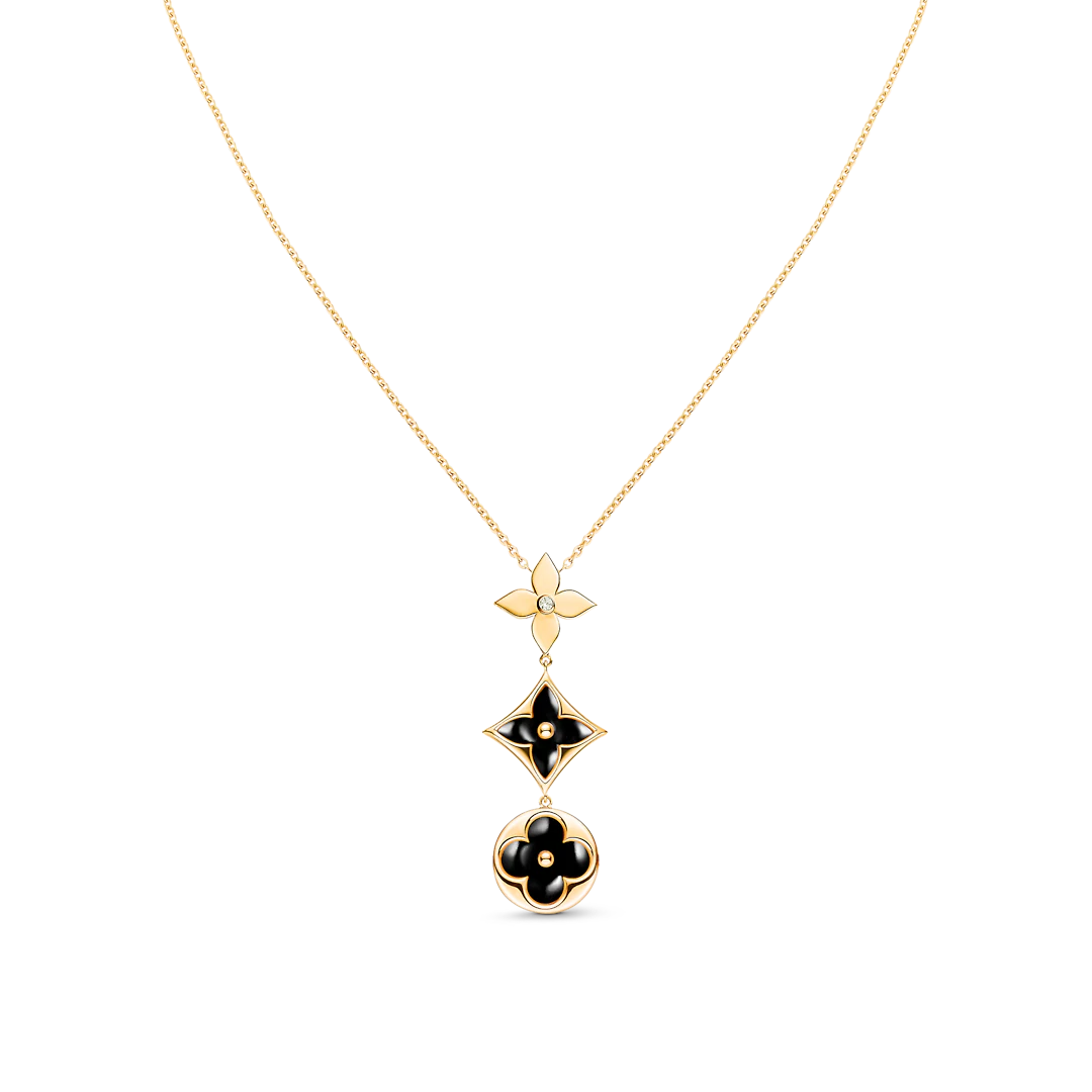Miro STAR AND SUN ONYX PINK GOLD NECKLACE