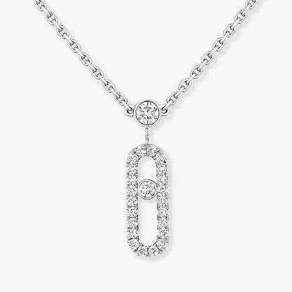 [Miro ]2 Rows Rose Gold Diamond Pave_ Necklace Move Uno