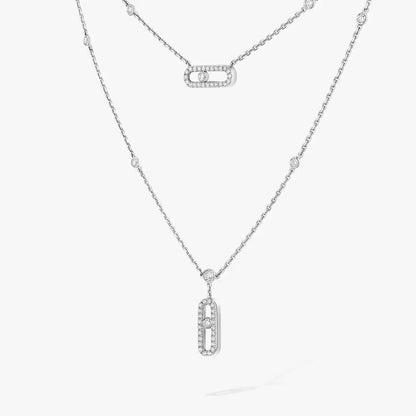 [Miro ]2 Rows Rose Gold Diamond Pave_ Necklace Move Uno