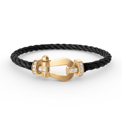 Miro FORCE LARGE HORSESHOE HALF DIAMOND BRACELET GOLD