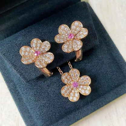 Miro FRIVOLE PINK GOLD FLOWER DIAMOND EARRINGS