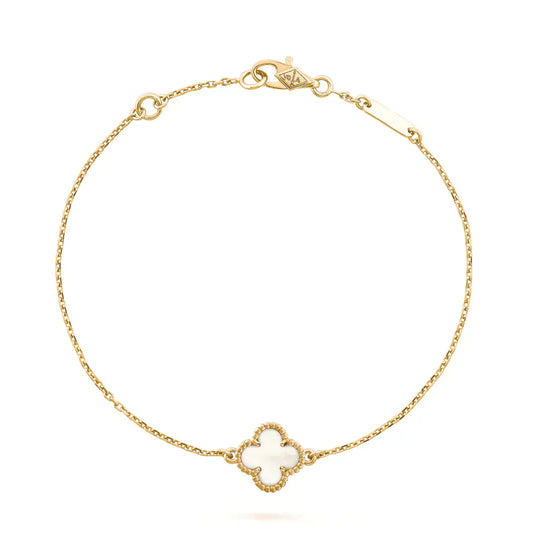 Miro CLOVER WHITE MOP SINGLE FLOWER BRACELET