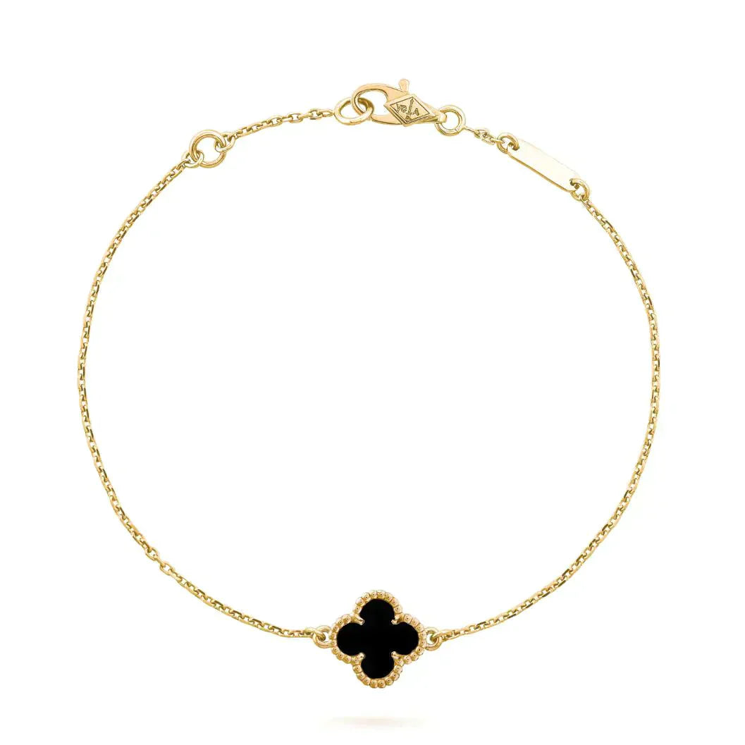 Miro CLOVER ONYX SINGLE FLOWER BRACELET
