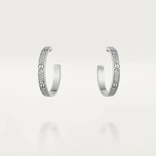 Miro LOVE DIAMOND SILVER HOOP EARRINGS